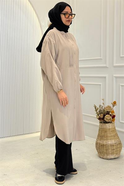 Behrem Büyük Beden Tesettür Tunik Taş OTW2356