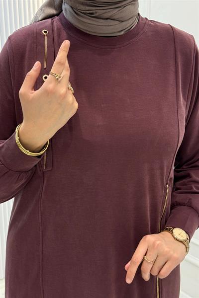 Behrem Büyük Beden Tesettür Tunik Vişne OTW20139