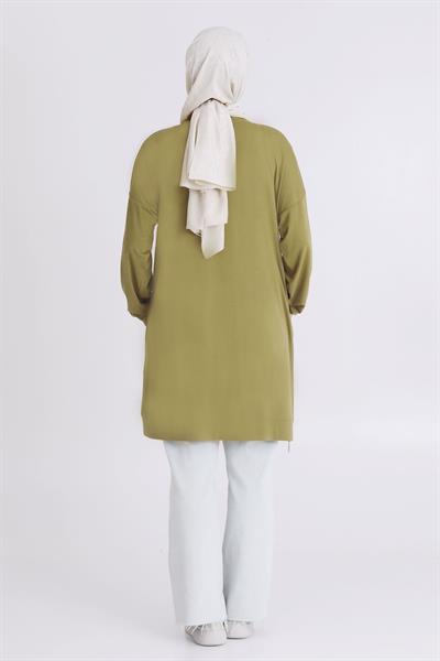 Behrem Büyük Beden Tunik Olive OTW20115