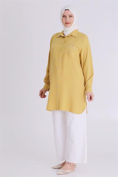 Behrem Büyük Beden Tunik Safran OTW2354