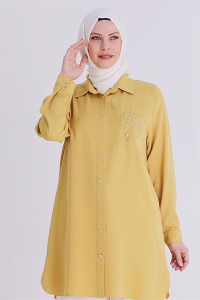 Behrem Büyük Beden Tunik Safran OTW2354