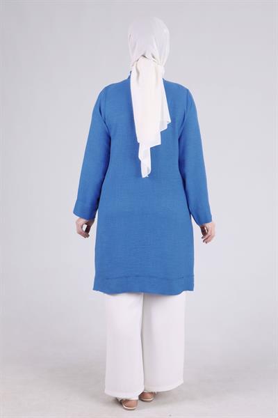 Behrem Büyük Beden Tunik Saks OTW2335