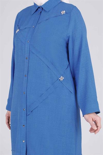 Behrem Büyük Beden Tunik Saks OTW2335