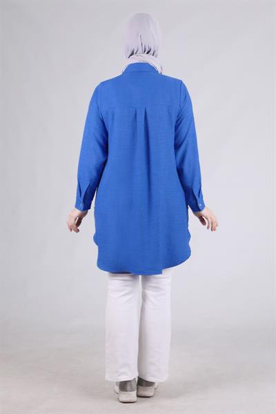 Behrem Büyük Beden Tunik Saks OTW2336