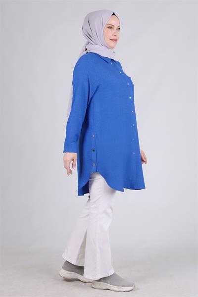 Behrem Büyük Beden Tunik Saks OTW2336