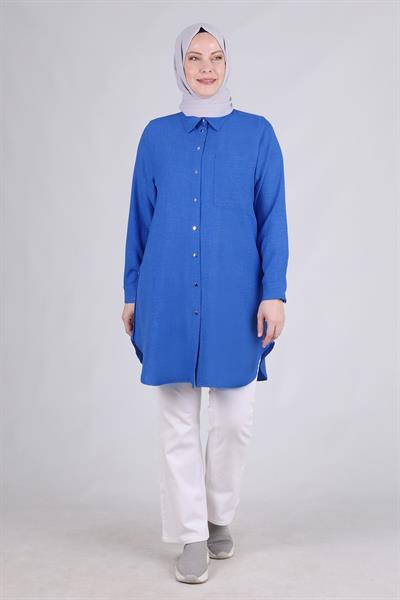 Behrem Büyük Beden Tunik Saks OTW2336