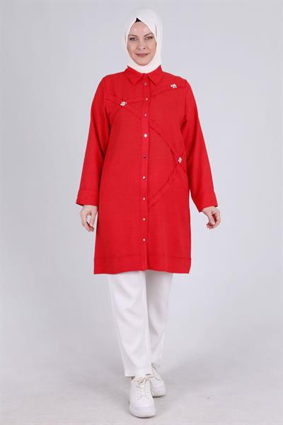 Behrem Büyük Beden Tunik Scarlet OTW2335