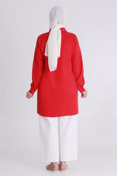 Behrem Büyük Beden Tunik Scarlet OTW2354