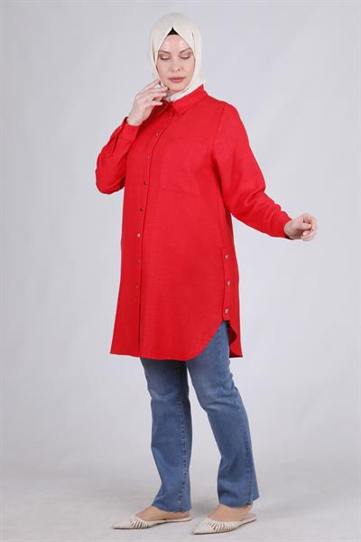 Behrem Büyük Beden Tunik Scarlet OTW2336