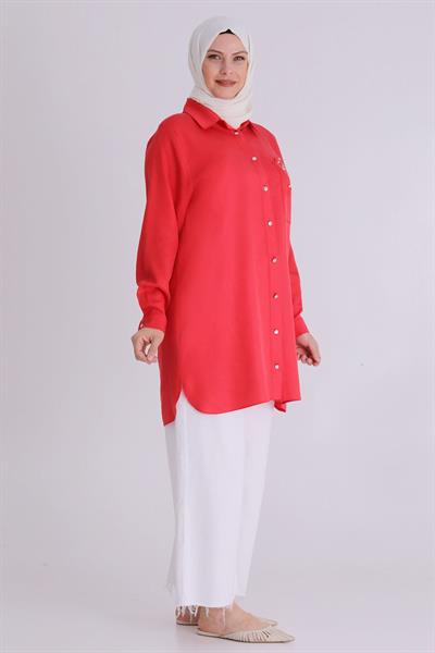 Behrem Büyük Beden Tunik Scarlet OTW2354