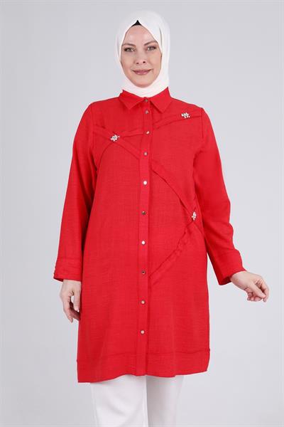 Behrem Büyük Beden Tunik Scarlet OTW2335