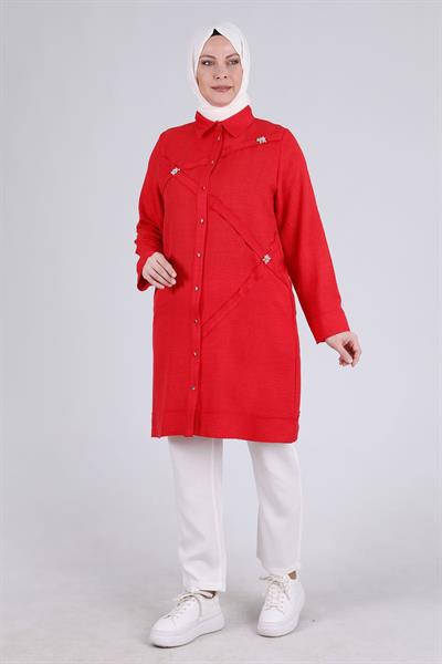 Behrem Büyük Beden Tunik Scarlet OTW2335