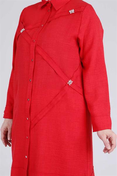 Behrem Büyük Beden Tunik Scarlet OTW2335