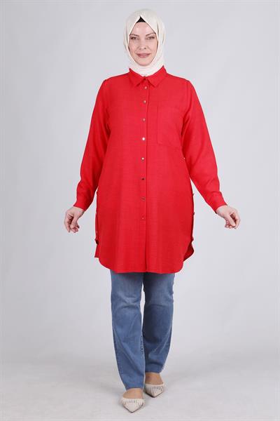 Behrem Büyük Beden Tunik Scarlet OTW2336