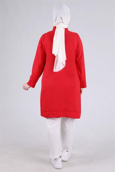 Behrem Büyük Beden Tunik Scarlet OTW2335