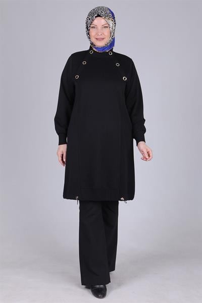 Behrem Büyük Beden Tunik Siyah OTW20106
