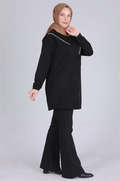 Behrem Büyük Beden Tunik Siyah OTW20105