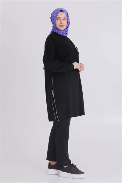 Behrem Büyük Beden Tunik Siyah OTW20115