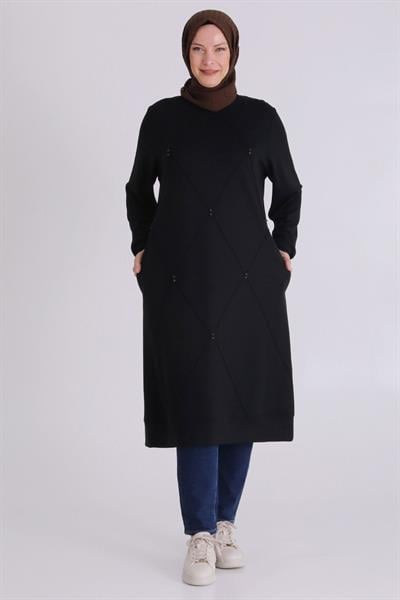 Behrem Büyük Beden Tunik Siyah OTW2067