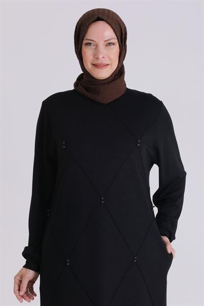 Behrem Büyük Beden Tunik Siyah OTW2067