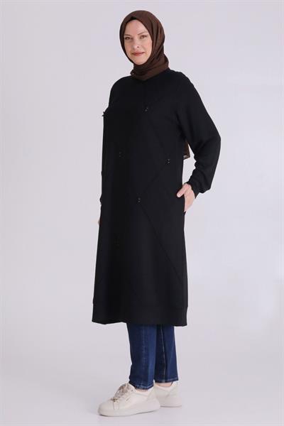 Behrem Büyük Beden Tunik Siyah OTW2067
