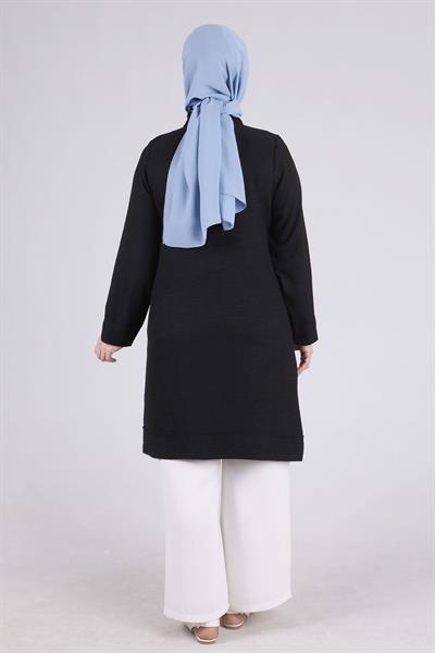 Behrem Büyük Beden Tunik Siyah OTW2335