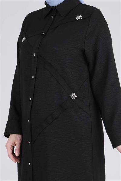 Behrem Büyük Beden Tunik Siyah OTW2335