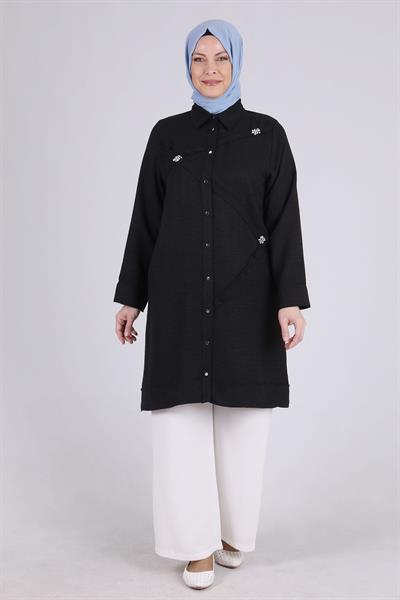 Behrem Büyük Beden Tunik Siyah OTW2335