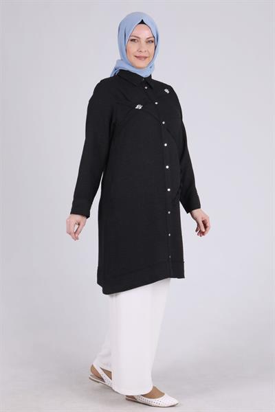 Behrem Büyük Beden Tunik Siyah OTW2335
