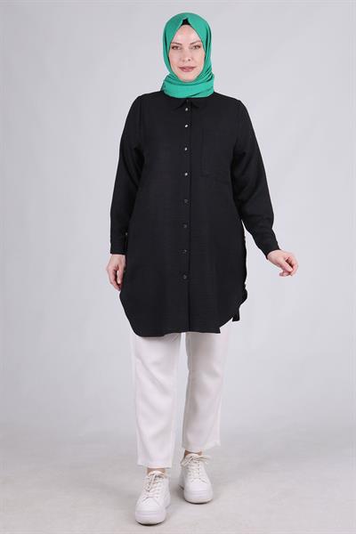 Behrem Büyük Beden Tunik Siyah OTW2336