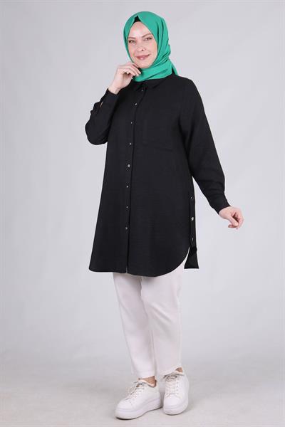 Behrem Büyük Beden Tunik Siyah OTW2336