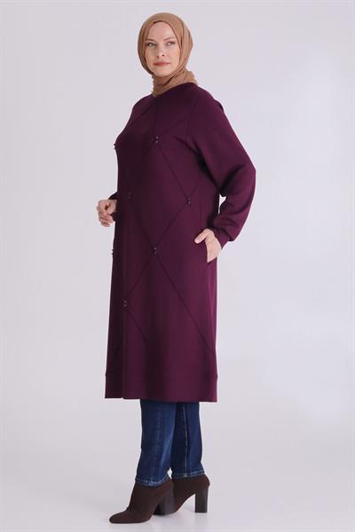 Behrem Büyük Beden Tunik Vişne OTW2067