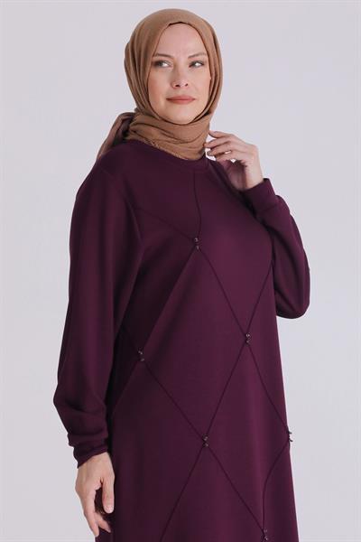 Behrem Büyük Beden Tunik Vişne OTW2067