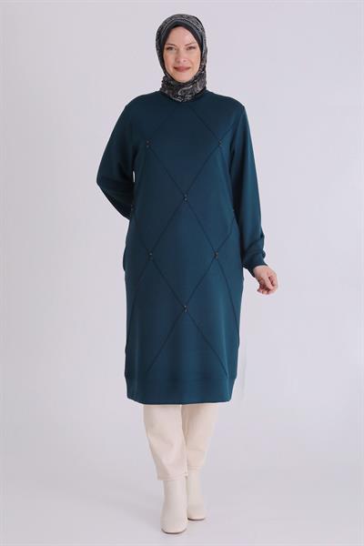 Behrem Büyük Beden Tunik Zümrüt OTW2067