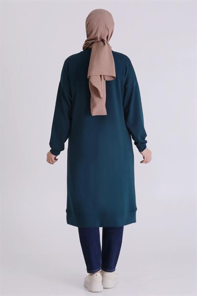 Behrem Büyük Beden Uzun Tunik Zümrüt OTW2066