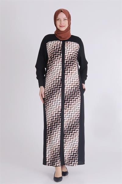 Behrem Büyük Beden Viskon Ferace Siyah OTW2819