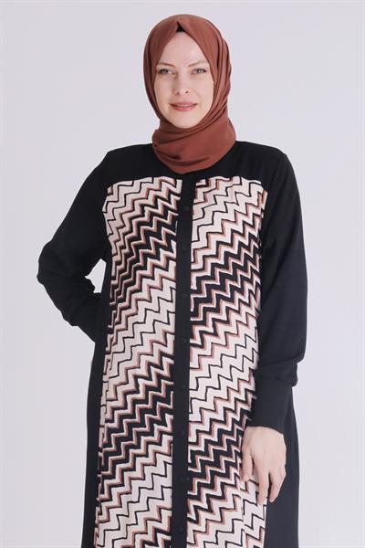 Behrem Büyük Beden Viskon Ferace Siyah OTW2819