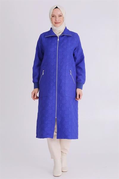 Behrem Cepli Fermuarlı Kapitone Büyük Beden Kap Saks OTW2551