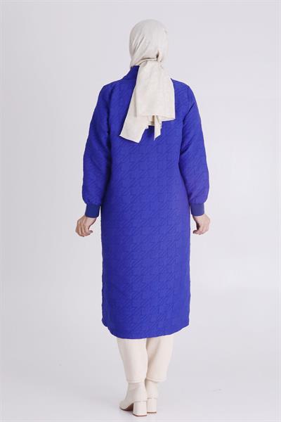 Behrem Cepli Fermuarlı Kapitone Büyük Beden Kap Saks OTW2551