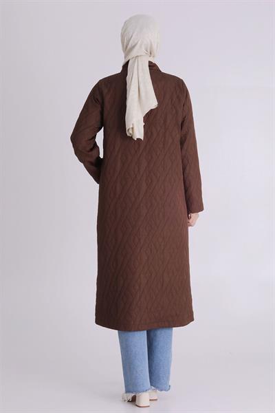 Behrem Çıtçıt Düğmeli Büyük Beden Kap Kakao OTW25135