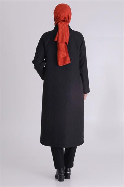 Behrem Çıtçıt Düğmeli Büyük Beden Kap Siyah OTW25135