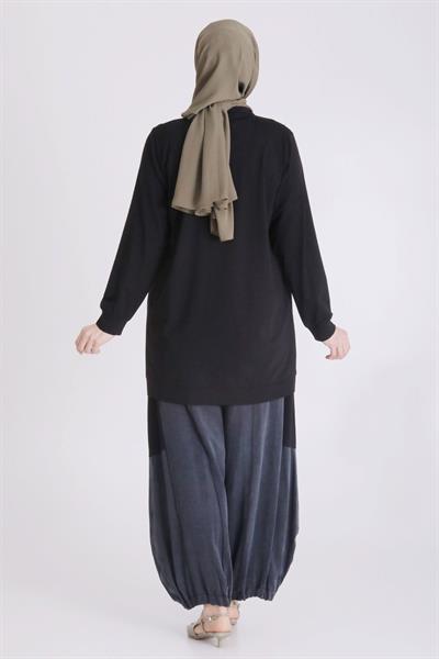 BEHREM İPEK QUPRA PANTOLONLU TAKIM Siyah OTW35128