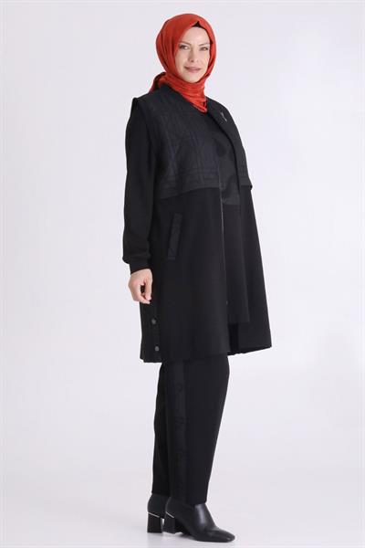 Behrem Kapitone Yelek Pantolonlu Takım Siyah OTW70019