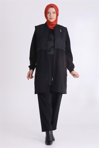 Behrem Kapitone Yelek Pantolonlu Takım Siyah OTW70019