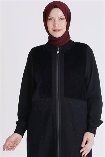 Behrem Kürk Detaylı Taş İşlemeli Pantolonlu Takım Siyah OTW35138