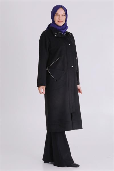 Behrem Minimal Stil Fermuar Detaylı Süet Kap Siyah OTW25129