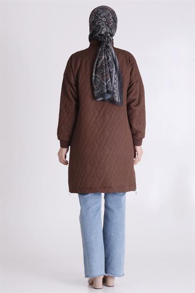 Behrem Nakış İşlemeli Spor Tarz Büyük Beden Kapitone Kap Kakao OTW25134