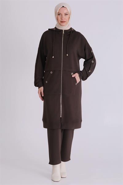 Behrem Pantolonlu Takım Kahve OTW3555