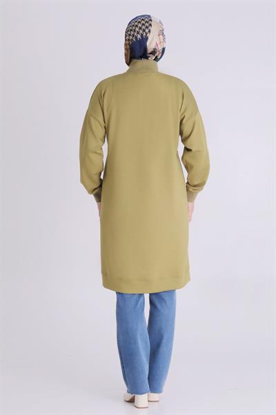 Behrem Ribanalı Spor Büyük Beden Tunik Olive OTW2060