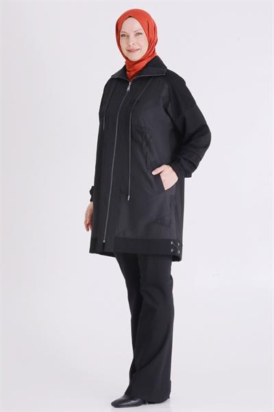 Behrem Spor Çizgili Modern Tasarım Kap Siyah OTW25140